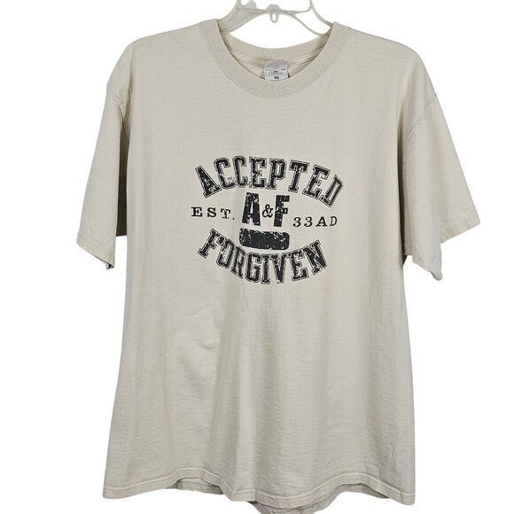 Men's Basic XL Tee " Accepted & Forgiven" Fruit of the Loom Casual Crewneck - Picture 1 of 9